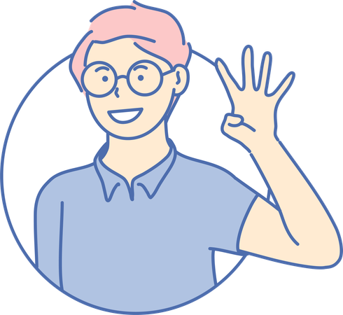 Menino mostrando quatro dedos  Ilustração