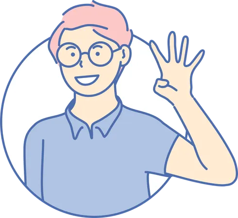 Menino mostrando quatro dedos  Ilustração
