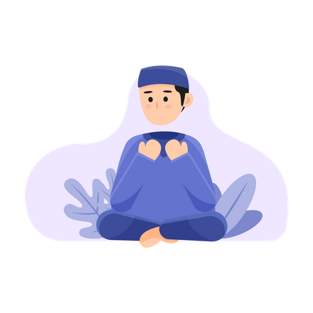 Menino muçulmano fazendo oração  Ilustração
