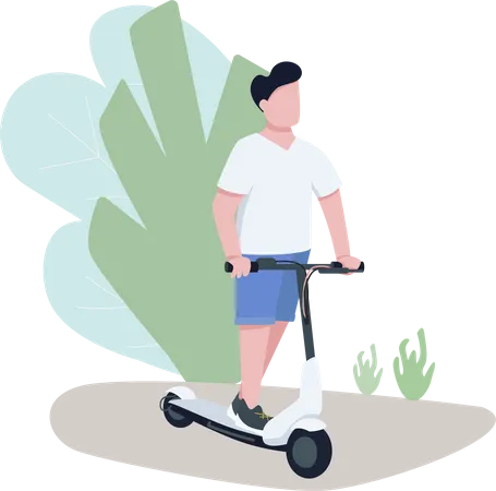 Menino na scooter elétrica  Ilustração