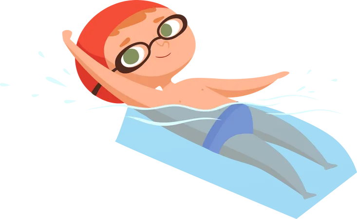 Menino nadando na piscina  Ilustração