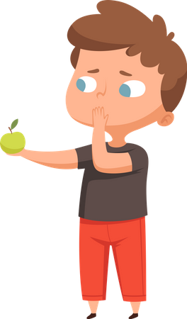 Garoto não gosta de frutas  Ilustração