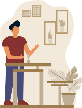 Menino no café Ilustração