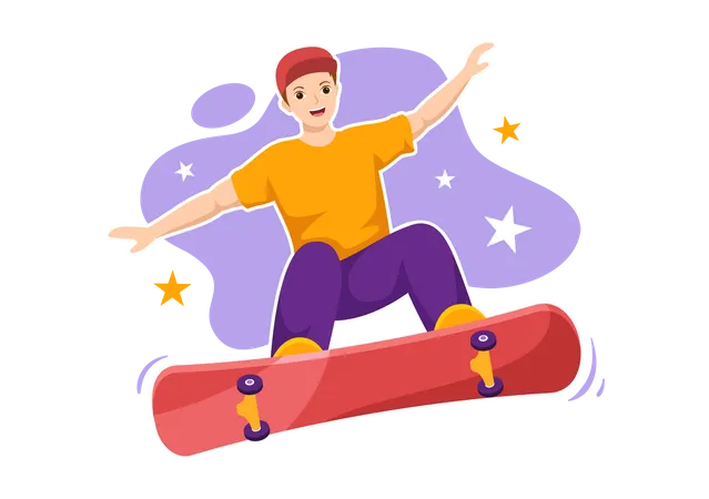 Ilustracao De Skate Com Skatistas Saltando Usando Prancha No Trampolim No Skatepark Em Esportes Radicais Estilo Plano Desenhos Animados Modelos Desenhados A Mao Ilustração