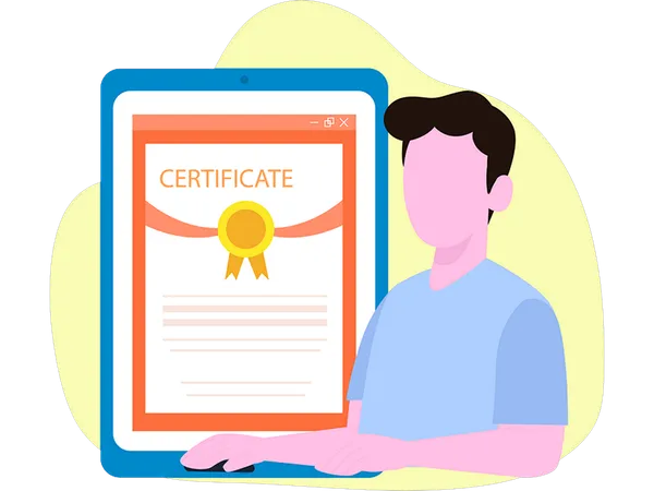 Menino recebendo certificado de arte digital  Ilustração