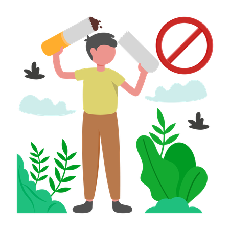Menino parou de fumar  Ilustração