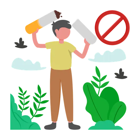 Menino parou de fumar  Ilustração