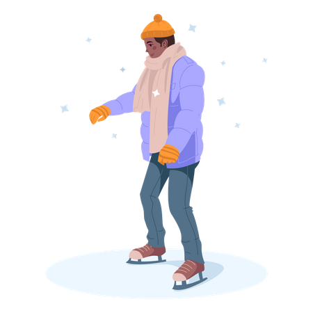 Menino patinando no gelo  Ilustração