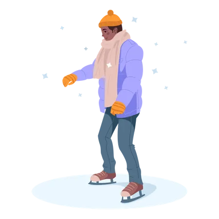 Menino patinando no gelo  Ilustração