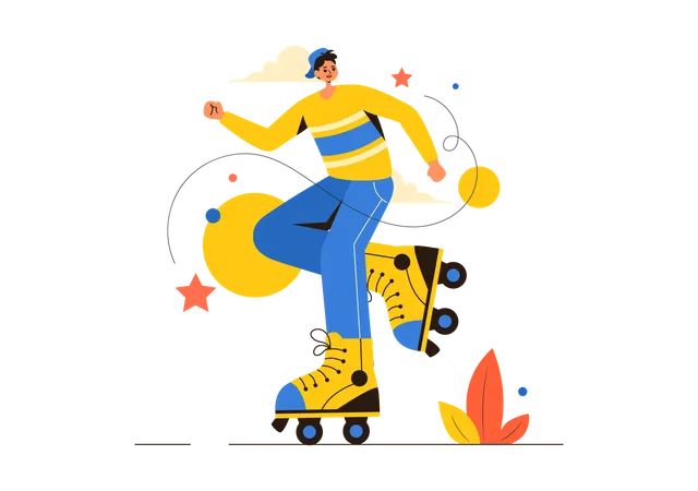 Menino de patinação  Ilustração