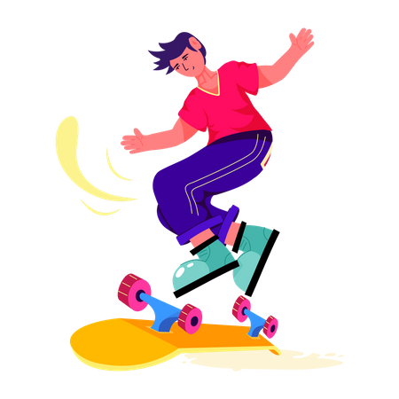 Menino patinando  Ilustração