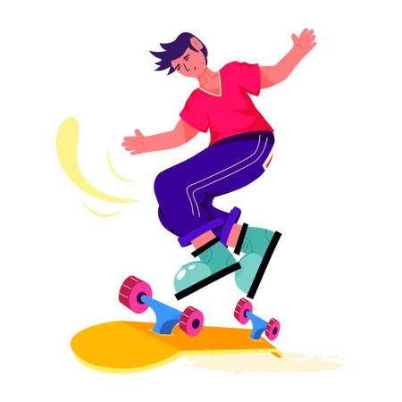 Menino patinando  Ilustração