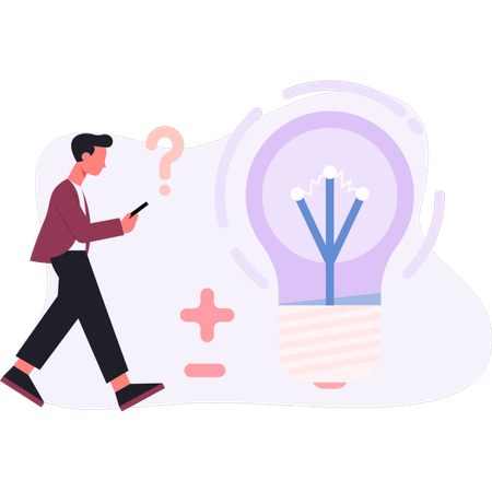Menino pensando em ideias de aprendizagem  Ilustração