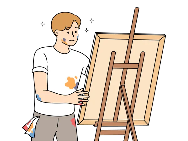 Menino pintando arte  Ilustração