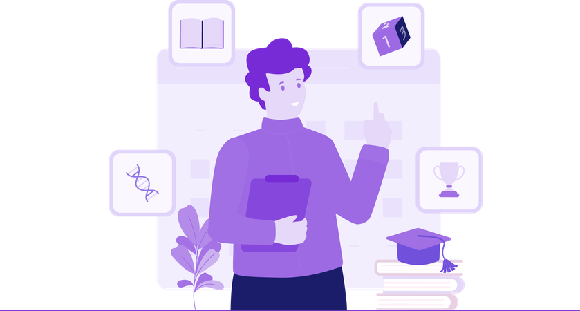 Menino planejando estudar  Ilustração