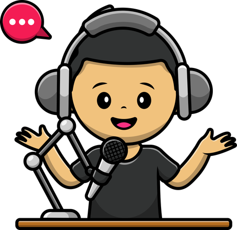 Podcaster de menino  Ilustração