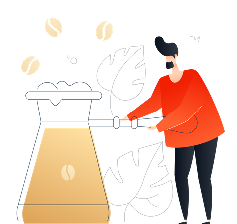 Menino preparando café  Illustration