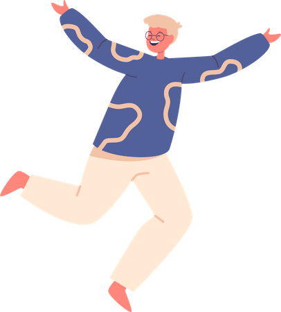 Menino pulando para frente  Ilustração