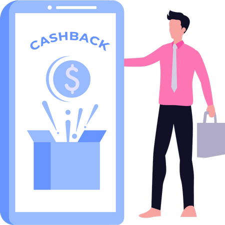 Garoto recebendo cashback  Ilustração