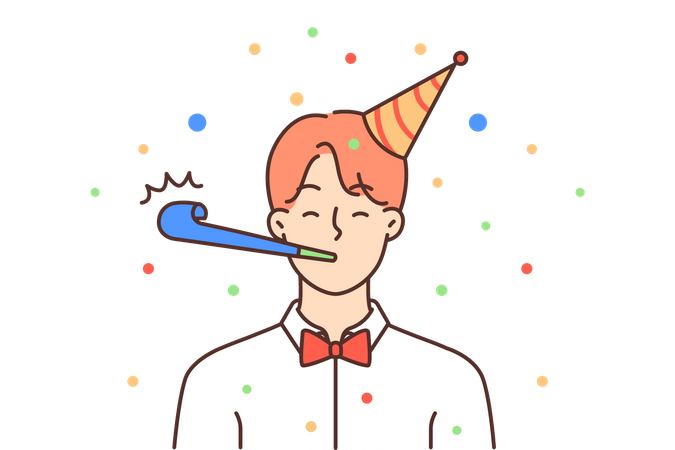 Menino se curvando na festa  Ilustração