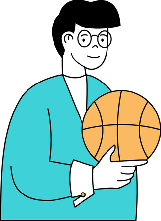 Menino segurando basquete  Ilustração