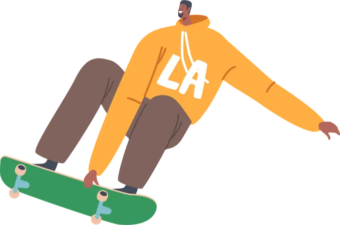 Menino andando de skate  Ilustração