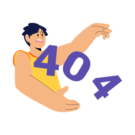 Menino tenso devido ao erro 404  Ilustração