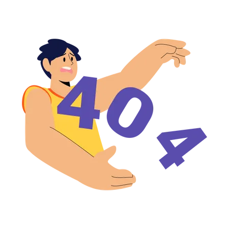 Menino tenso devido ao erro 404  Ilustração