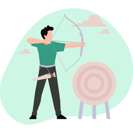 Menino atirando com arco e flecha  Ilustração
