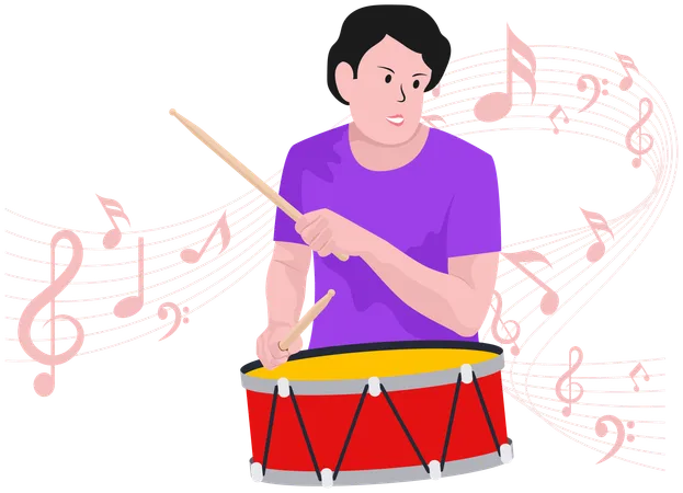 Menino tocando bateria  Ilustração