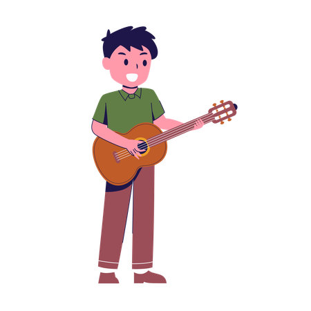 Menino tocando violão  Ilustração