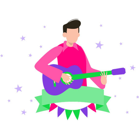 Garoto tocando violão  Ilustração