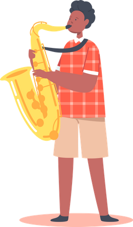 Menino tocando saxofone  Ilustração