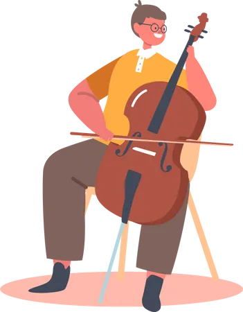 Menino toca violoncelo  Ilustração