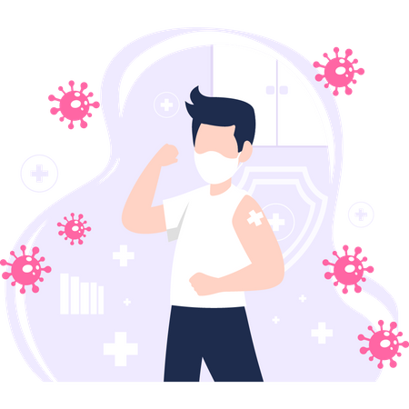 Menino tomando imunização por precaução cobiçosa  Illustration