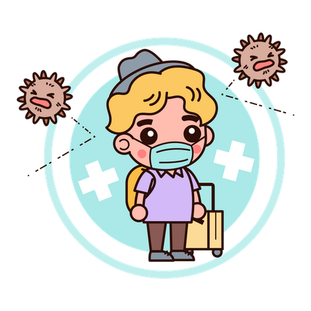 Menino tomando imunização por precaução cobiçosa  Ilustração
