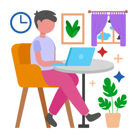 Menino trabalha mais rápido digitando com eficiência  Ilustração