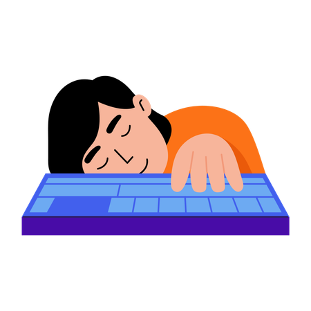 Trabalhador dormindo no trabalho  Ilustração