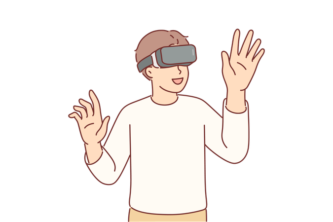 Menino usando óculos vr  Ilustração