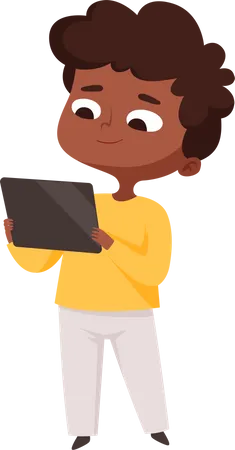 Menino usando tablet  Ilustração