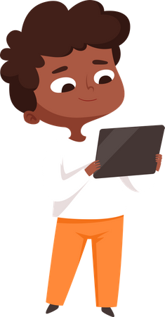 Menino usando tablet  Ilustração