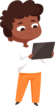 Menino usando tablet  Ilustração