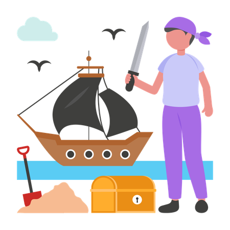 Menino vestindo fantasia de pirata  Illustration