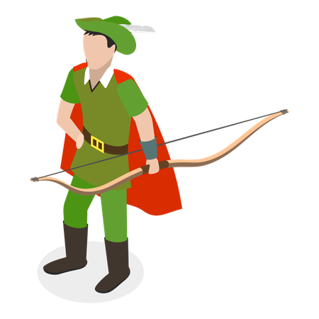 Menino vestindo fantasia de Robin Hood  Ilustração