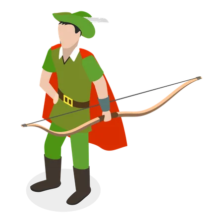 Menino vestindo fantasia de Robin Hood  Ilustração