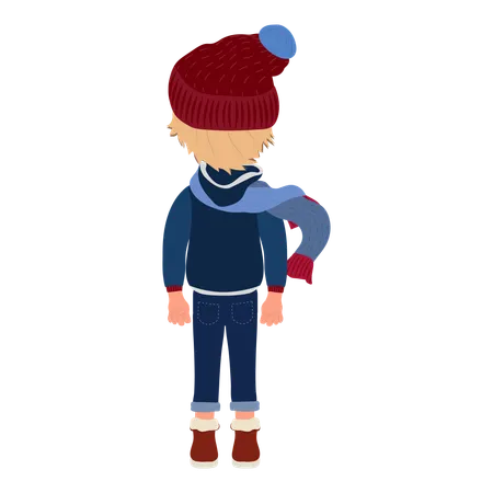 Menino vestindo roupas de inverno  Ilustração