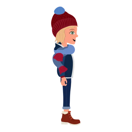 Menino vestindo roupas de inverno  Ilustração