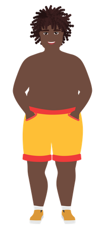 Menino vestindo short de natação  Ilustração
