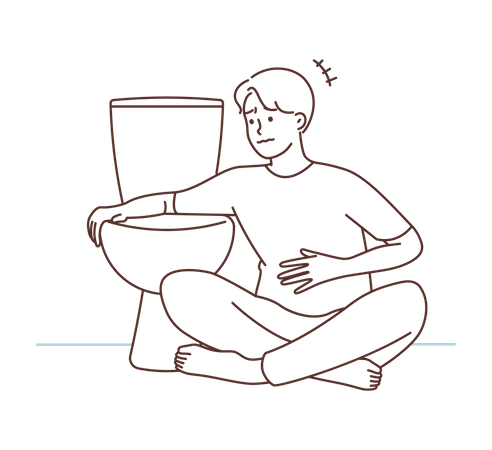 Menino vomitando no banheiro  Ilustração