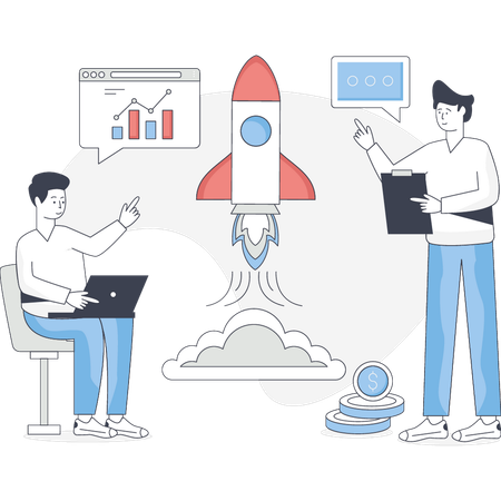 Meninos discutem sobre crescimento empresarial  Illustration